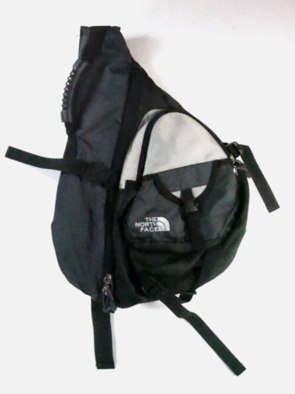 North Face Sling Bag Backpack Shoulder Bag Black Gray Unisex Padded Excellent